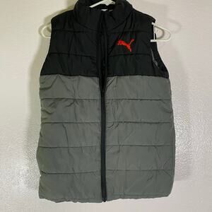 PUMA Black/Gray Zip-Up Puffer Vest Boys Size M 10/12